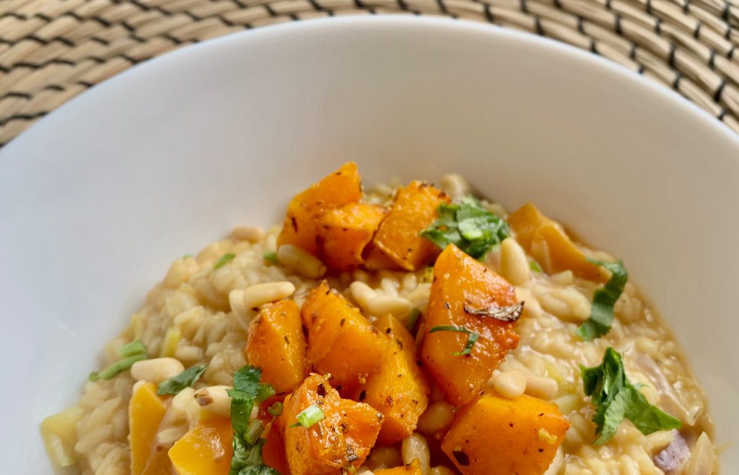 Risotto de abóbora com cogumelos